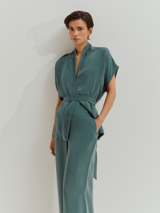 Cupro wide leg pants