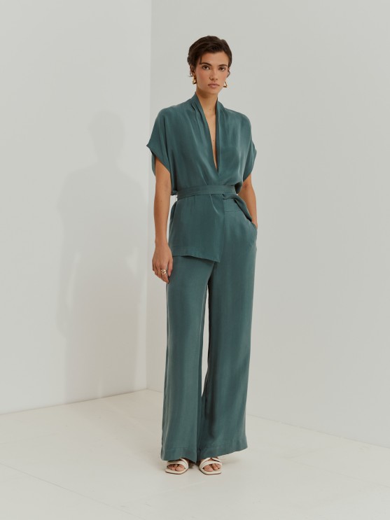 Cupro wide leg pants