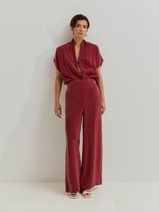 Pantalones anchos de cupro
