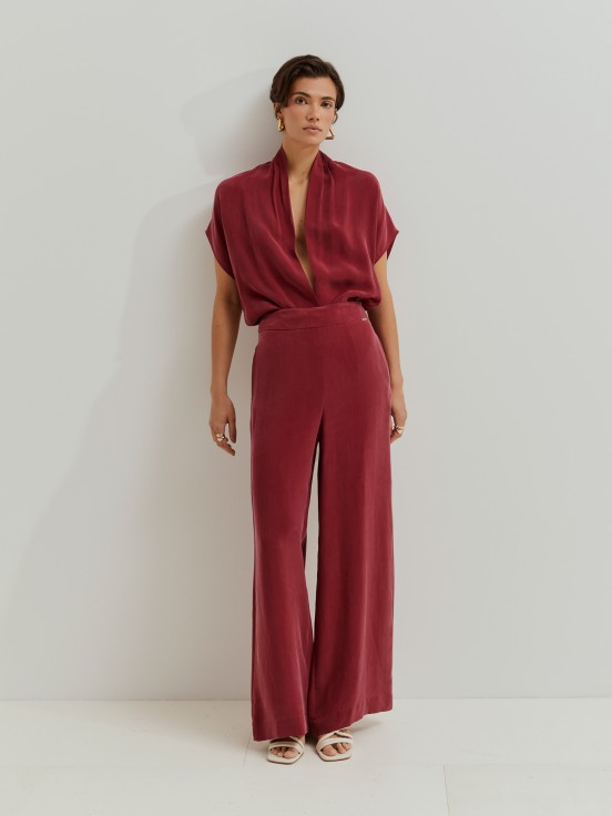 Cupro wide leg pants