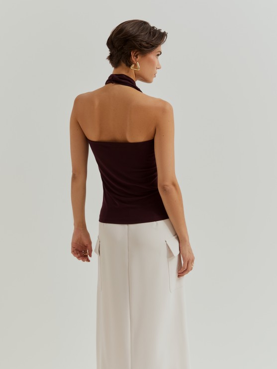 Halter top with drape