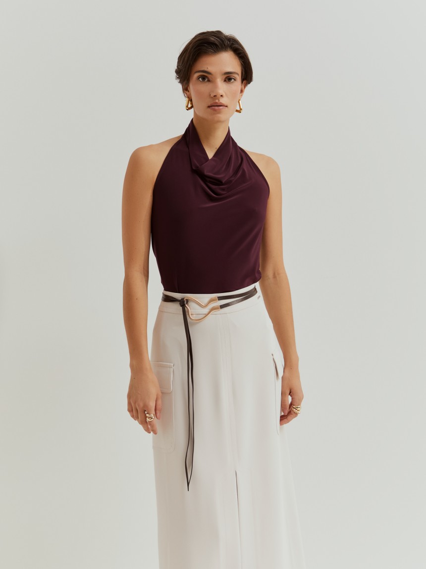 Top halter drapeado