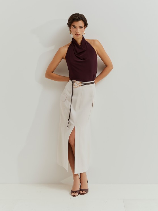 Halter top with drape