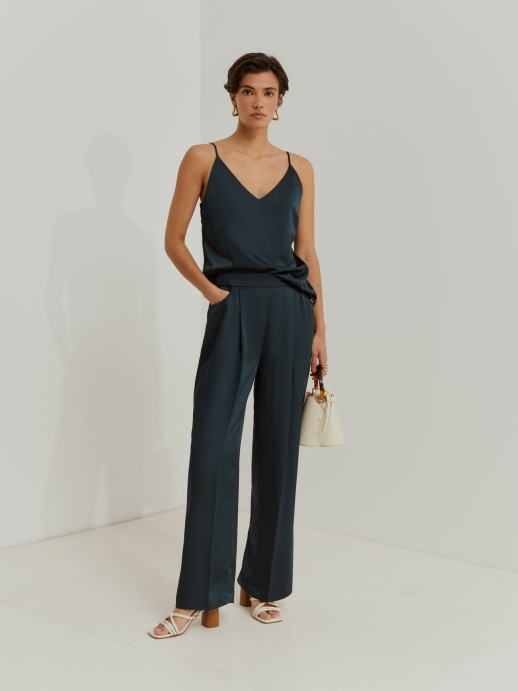 Satiny wide leg pants