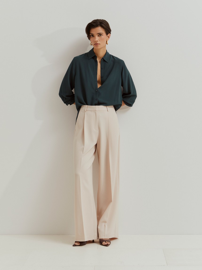 Creased palazzo trousers