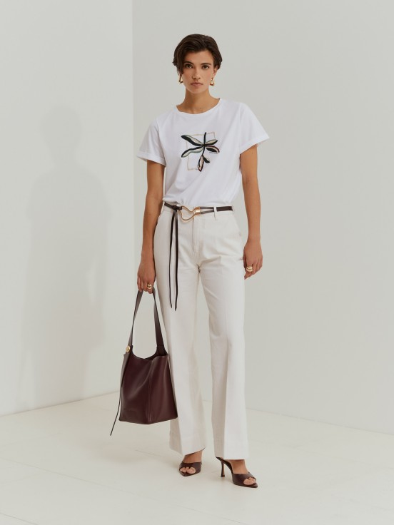 Wide leg denim pants