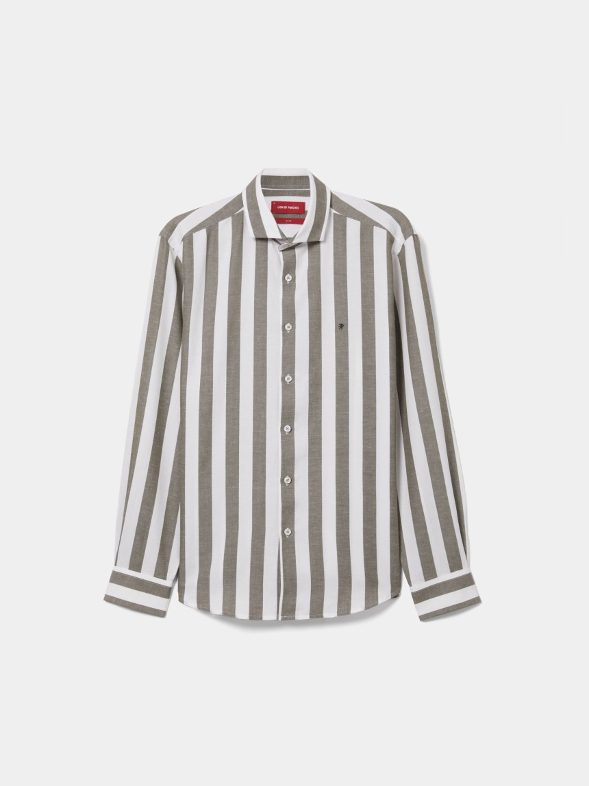 Camisa slim fit em liocel e linho