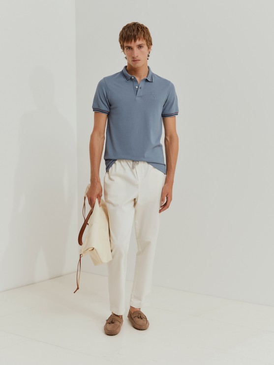 Slim fit pique polo shirt