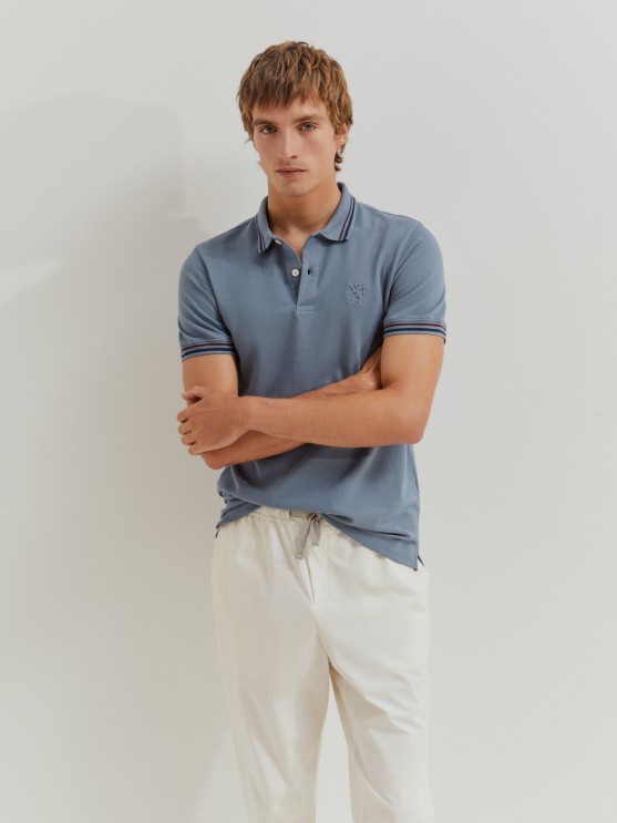 Slim fit pique polo shirt