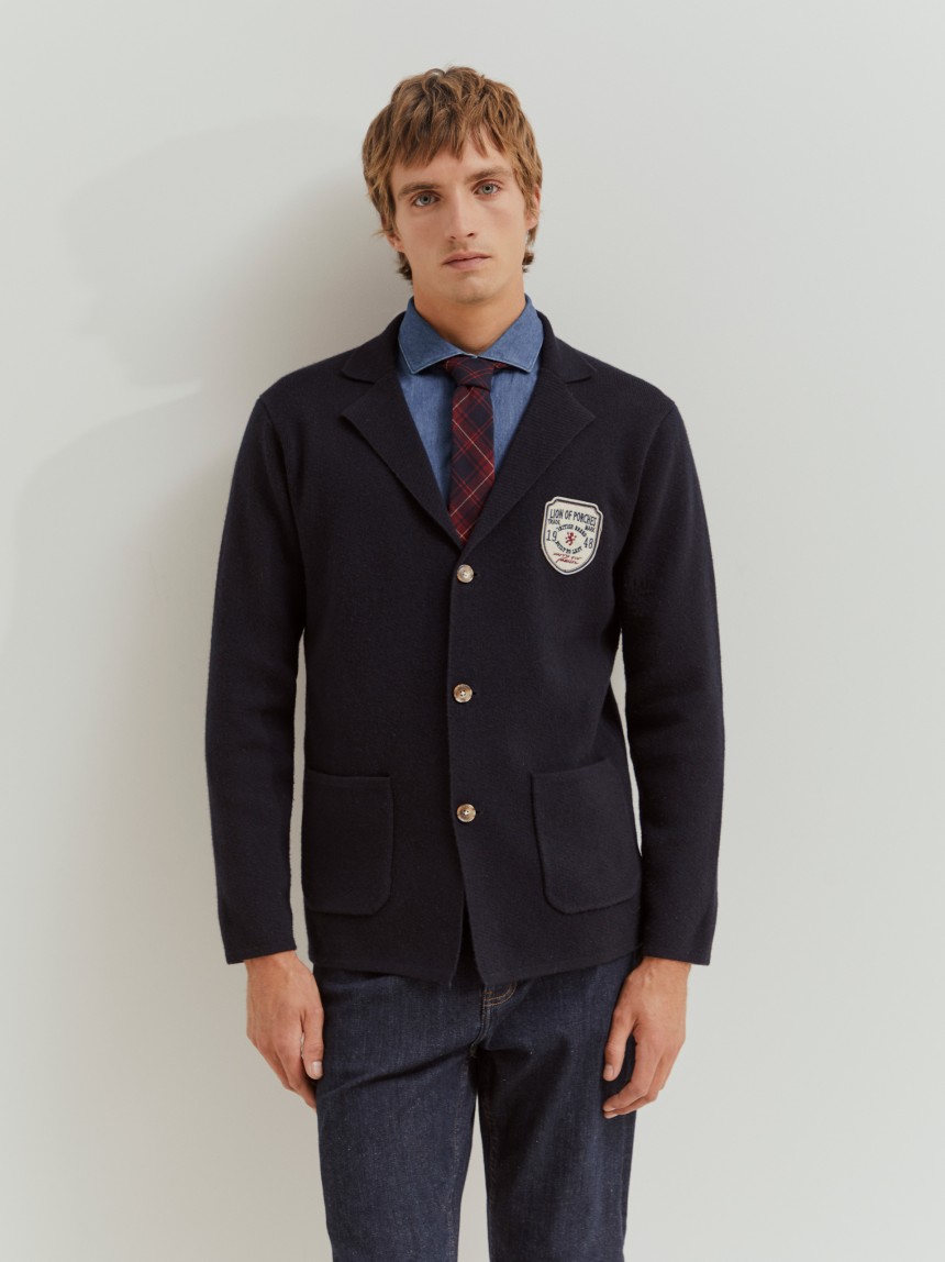 Blazer with embroidered emblem
