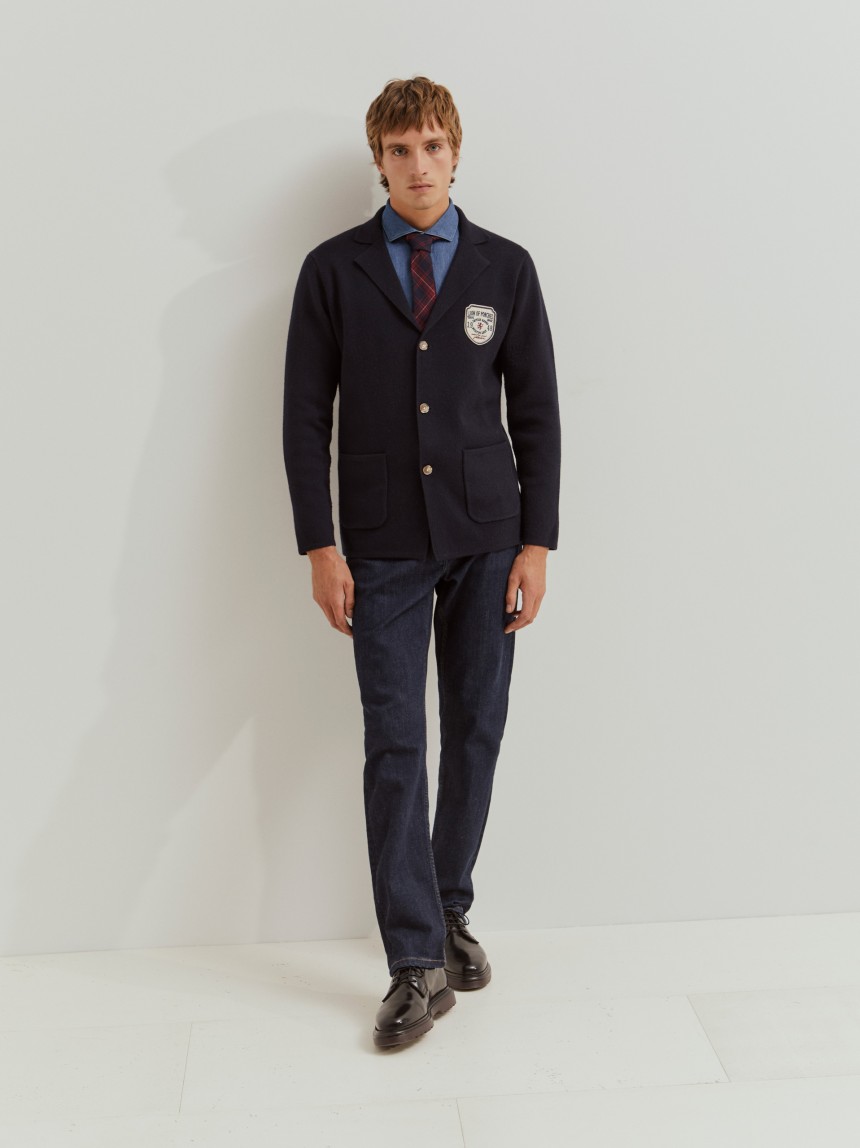 Blazer with embroidered emblem