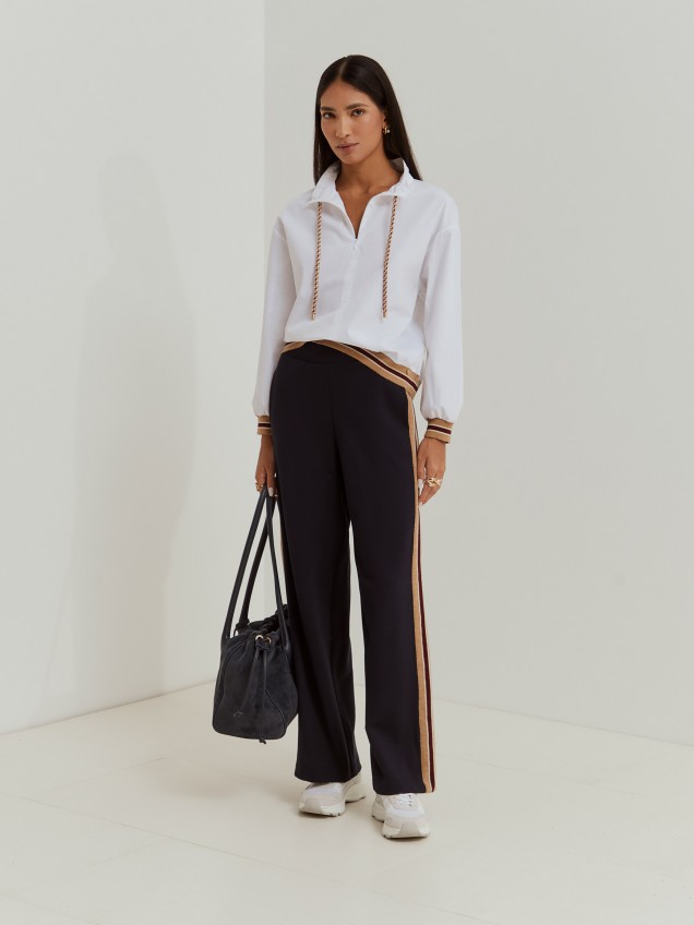 Knit pants with side stripes