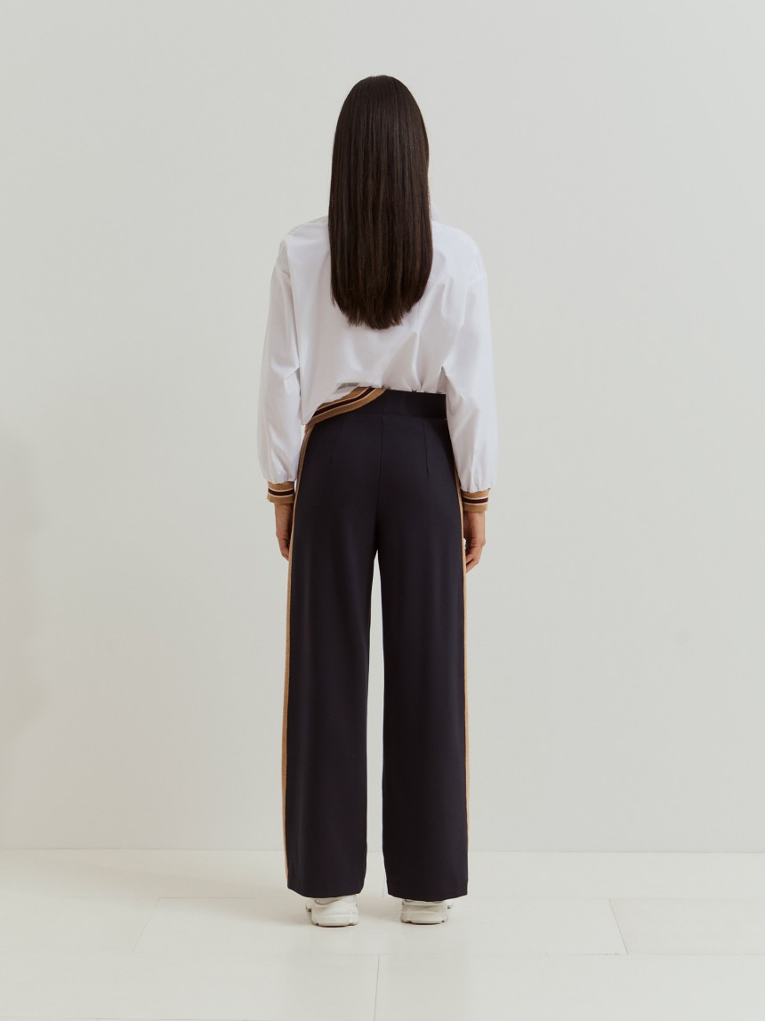 Knit pants with side stripes