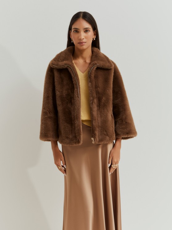 Fur coat with raglan sleeves LP006410_855 LION OF PORCHES