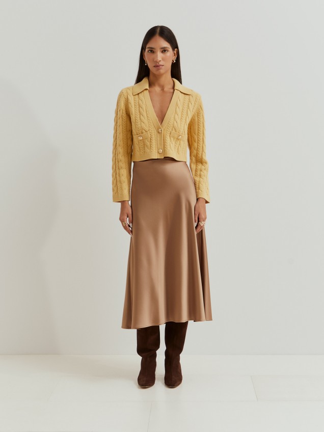 Saia midi acetinada
