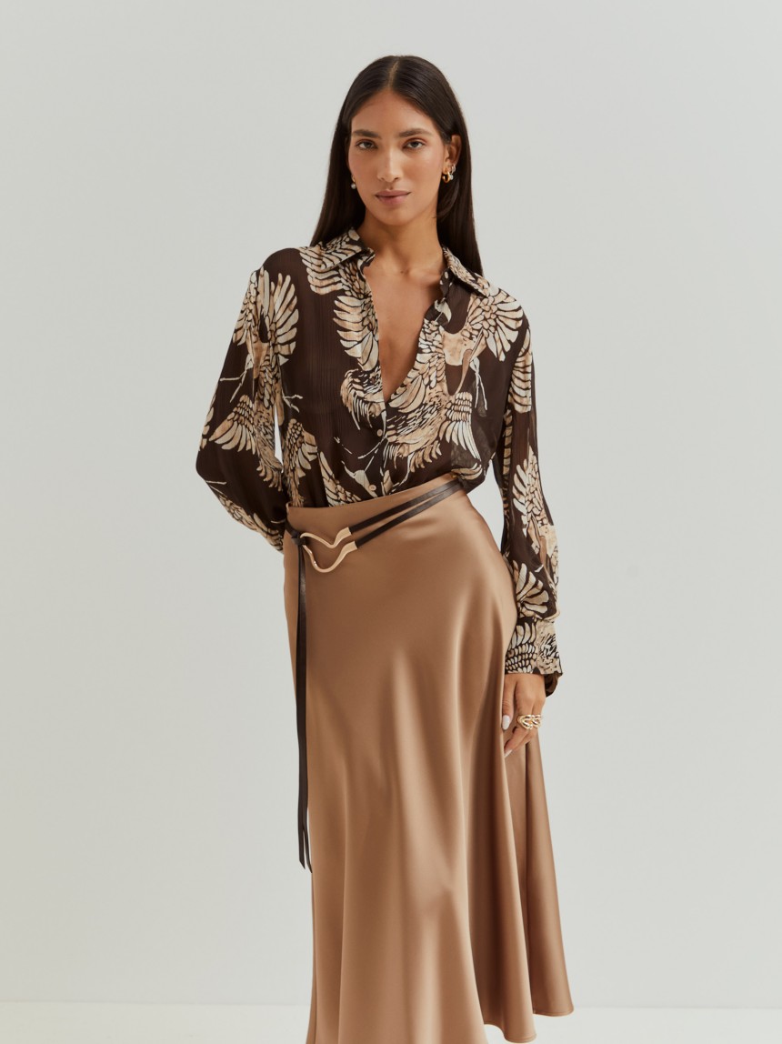 Camisa flu�da estampada