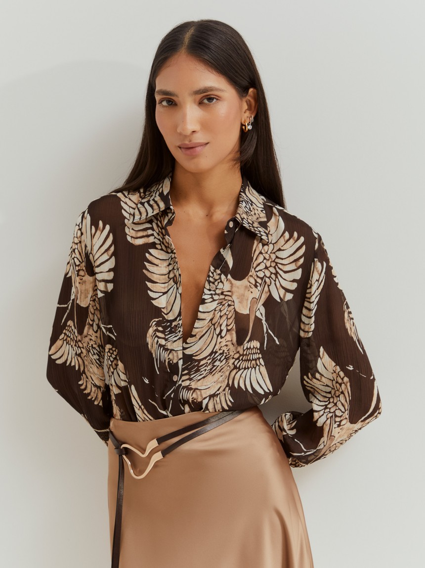 Camisa flu�da estampada
