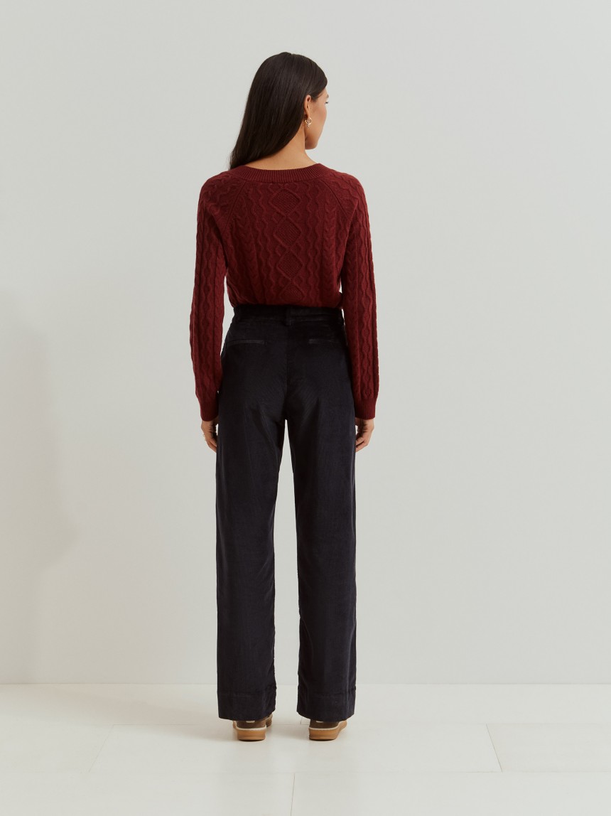 Wide leg corduroy pants