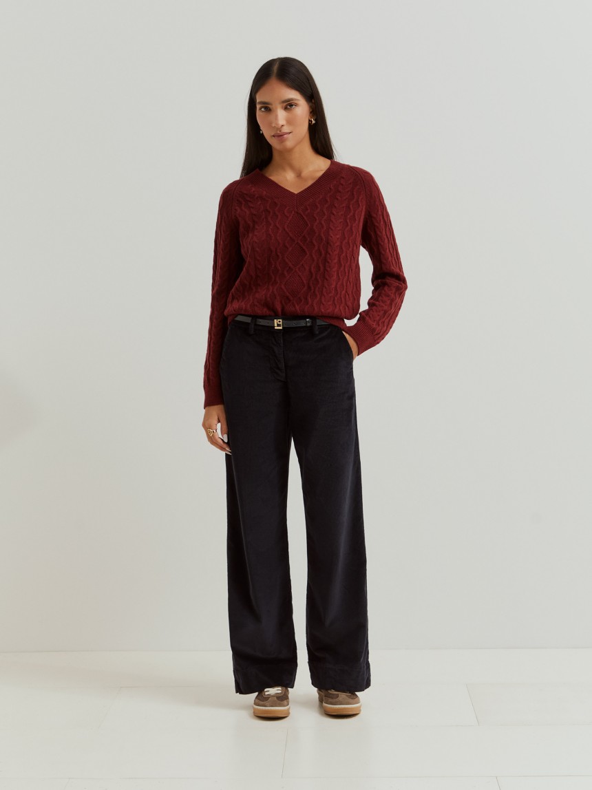Wide leg corduroy pants