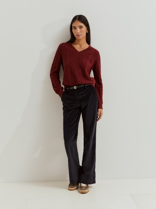 Wide leg corduroy pants