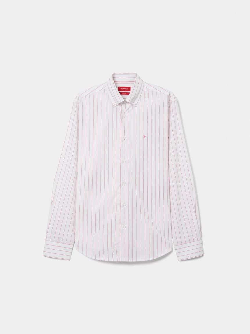 Camisa de algod�n a rayas de corte regular