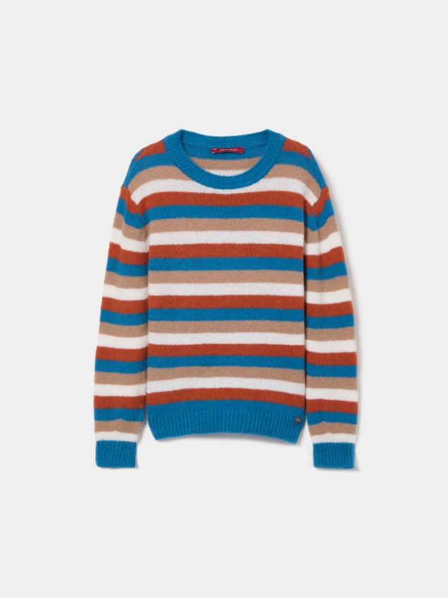 Camisola assimétrica com riscas