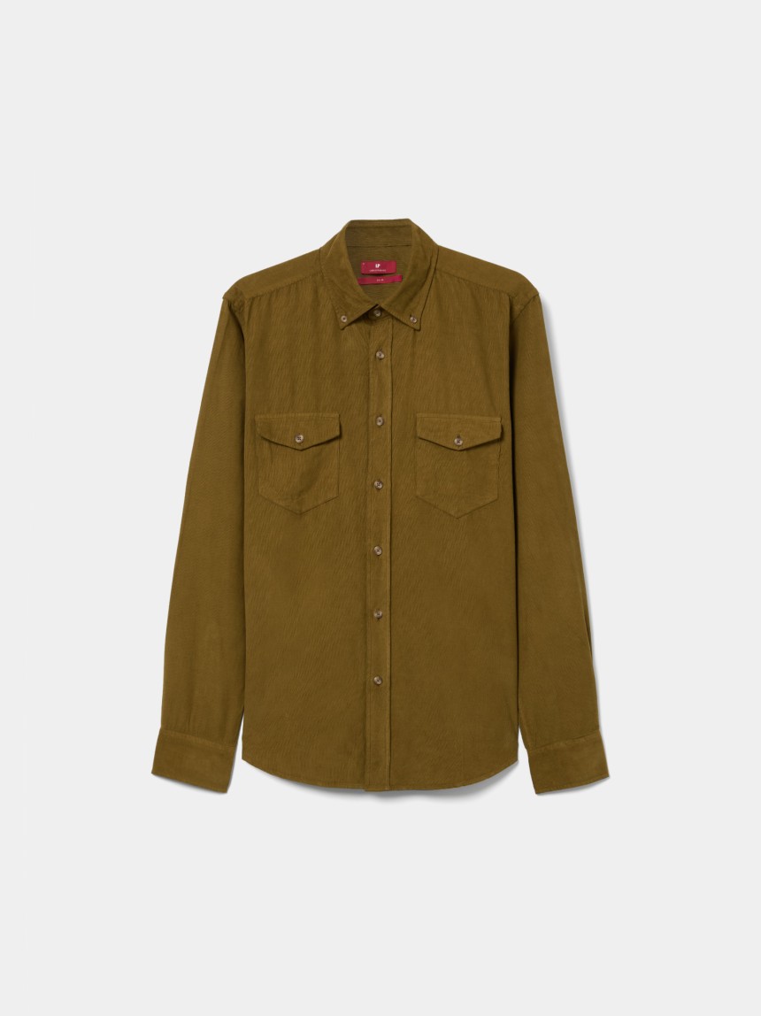 Camisa slim fit de bombazine