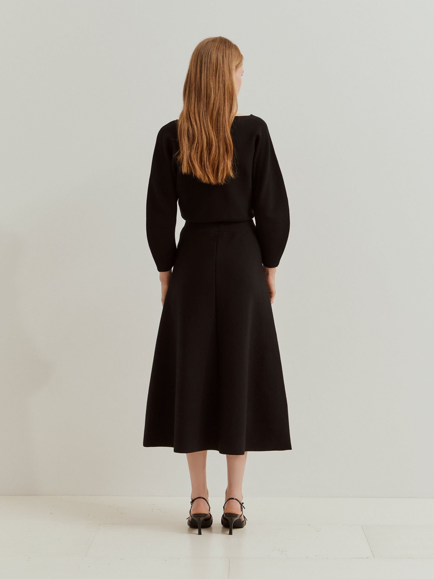 Saia tricotada evasé