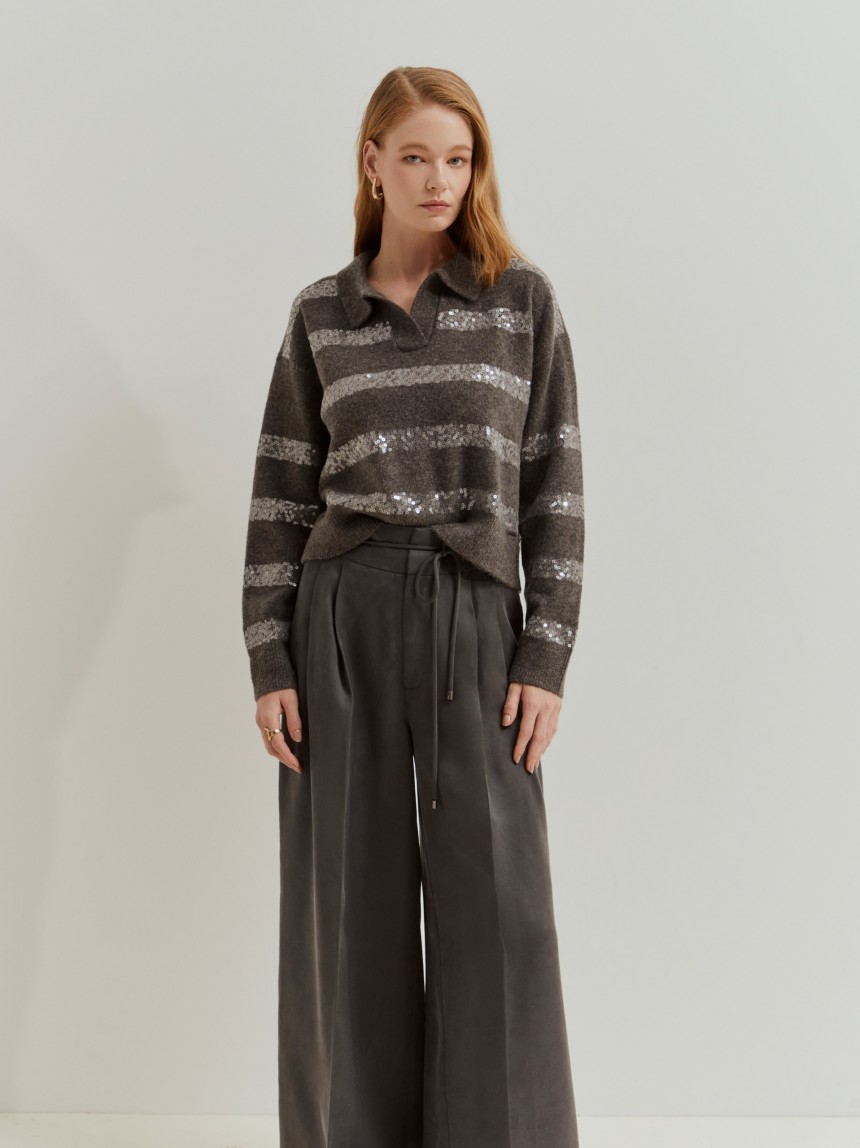 Camisola de malha �s riscas
