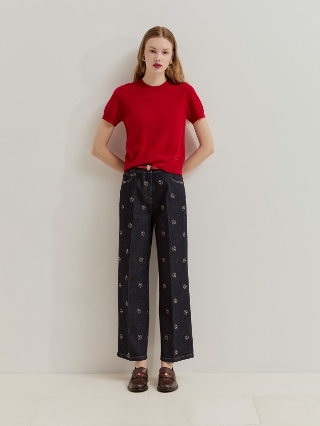 Calças denim wide leg