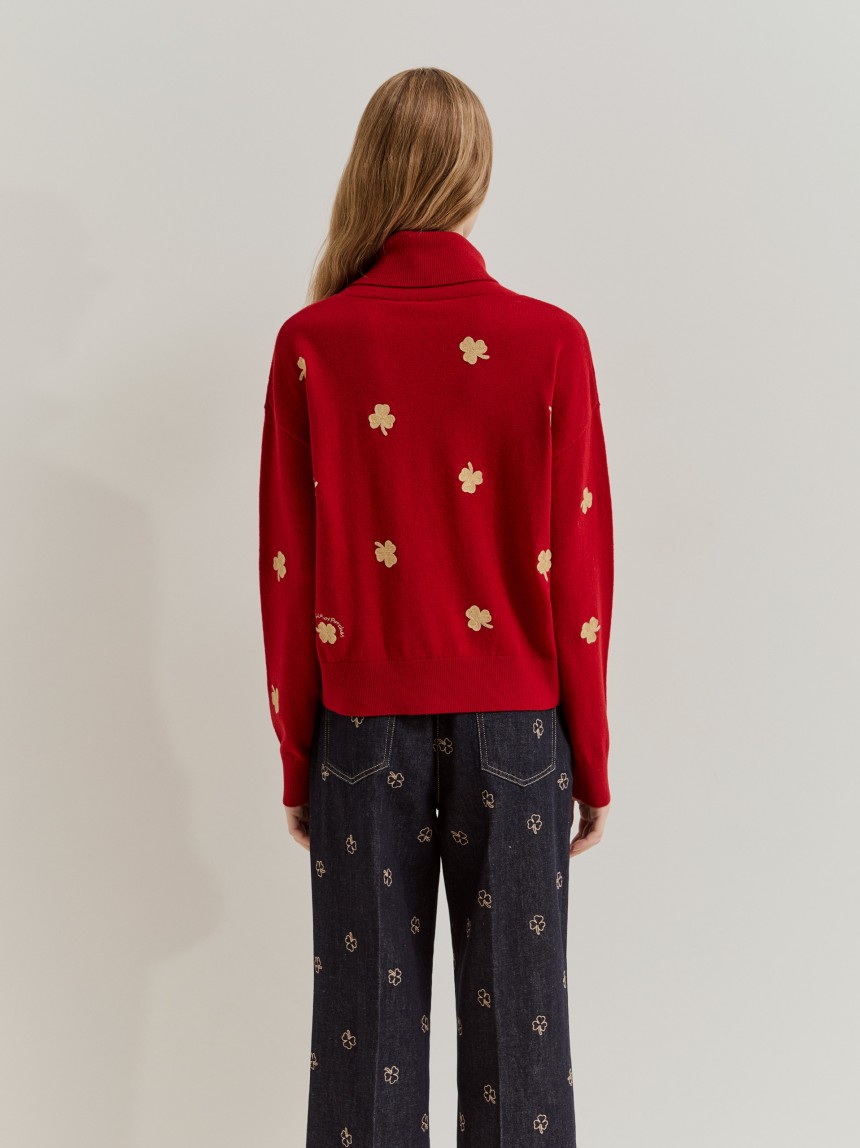 High-neck wool jumper