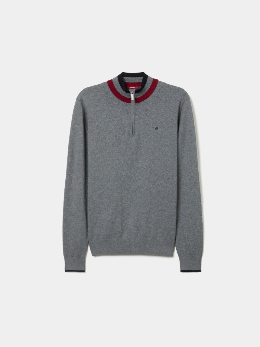 Half-zip jumper with cashmere