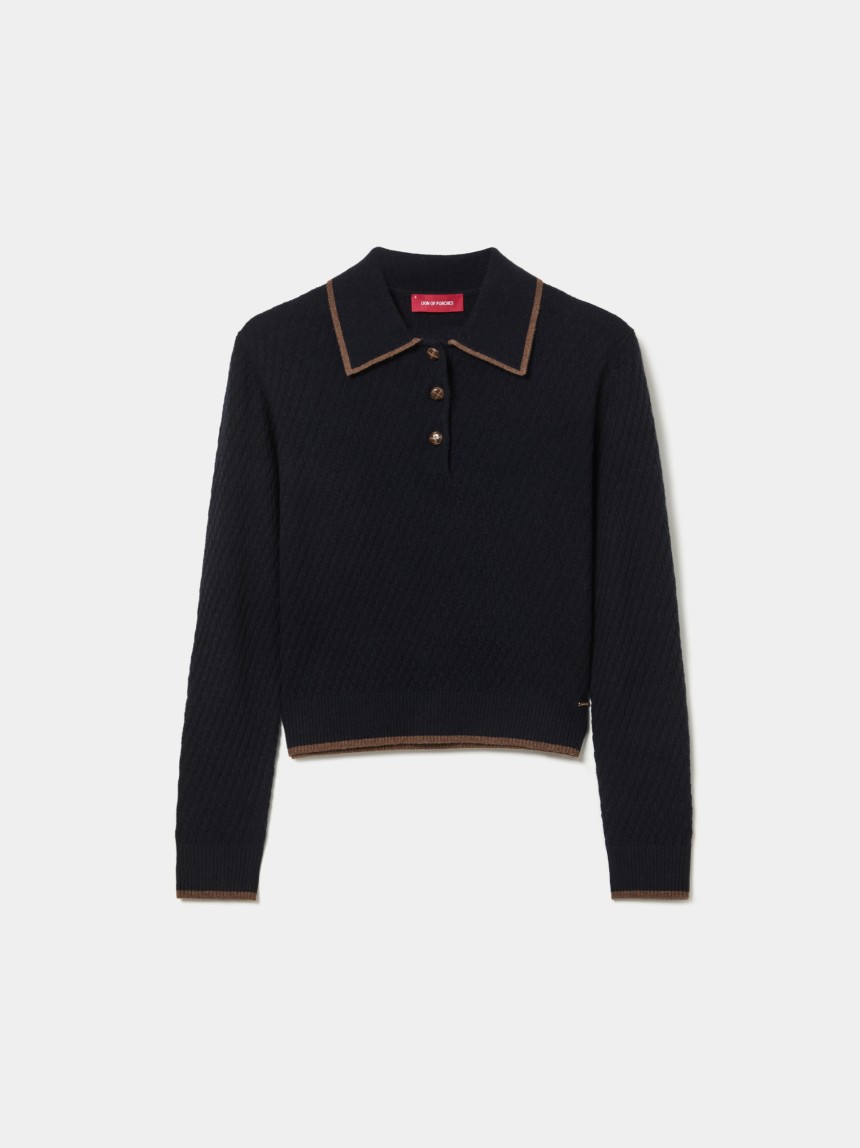 Polo texturizado de lana