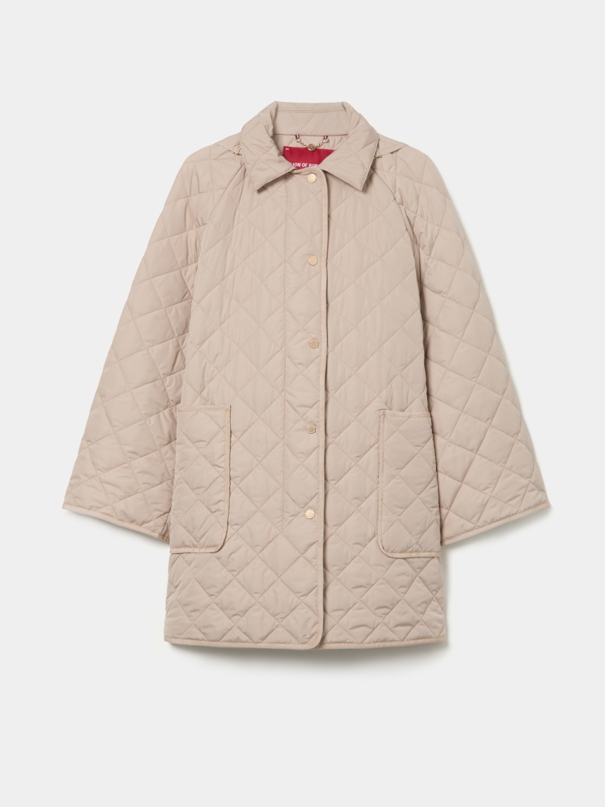 Quilted jacket with a bucket hat