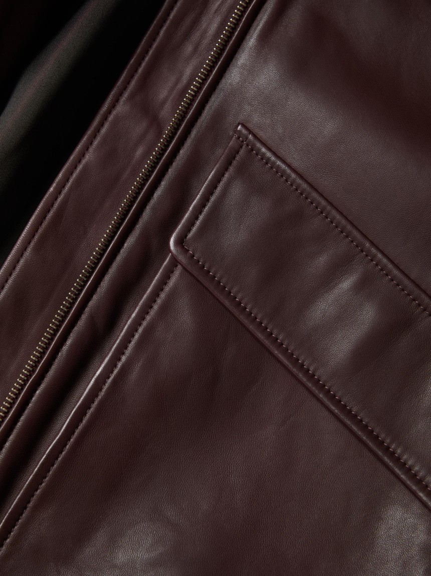 Leather jacket with pockets