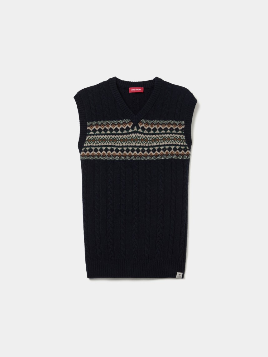 Colete em l� com jacquard
