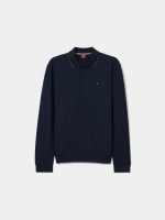 Long-sleeve piqu� polo shirt