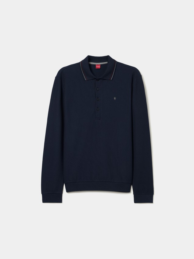 Long-sleeve piqu� polo shirt