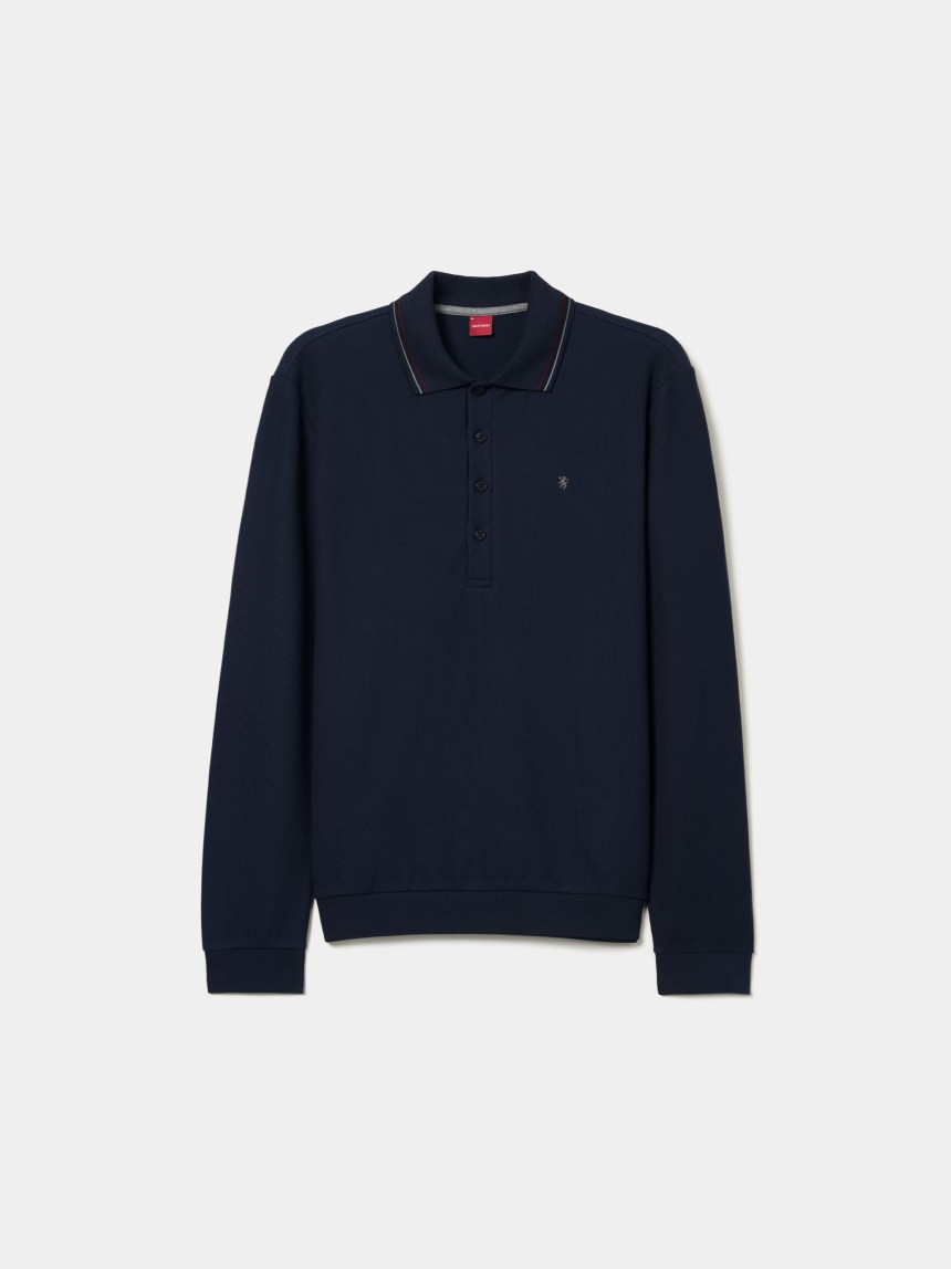 Long-sleeve piqu� polo shirt