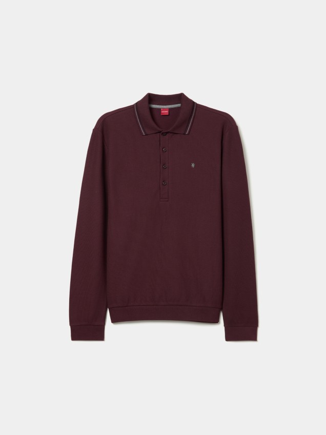 Long-sleeve piqué polo shirt