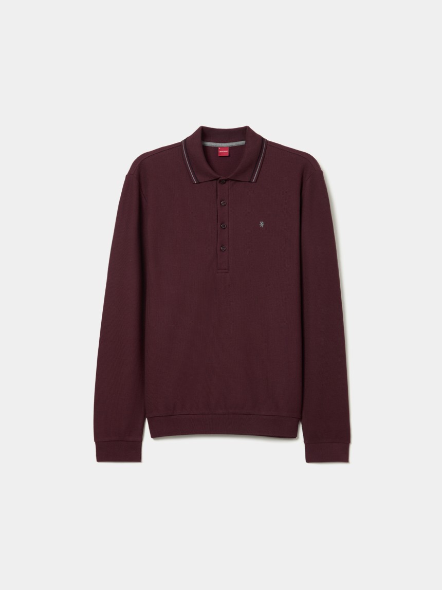 Long-sleeve piqu� polo shirt