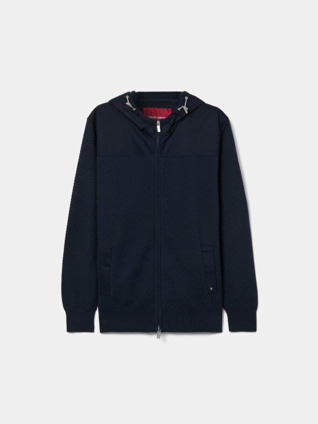 Structured jacket with a hood