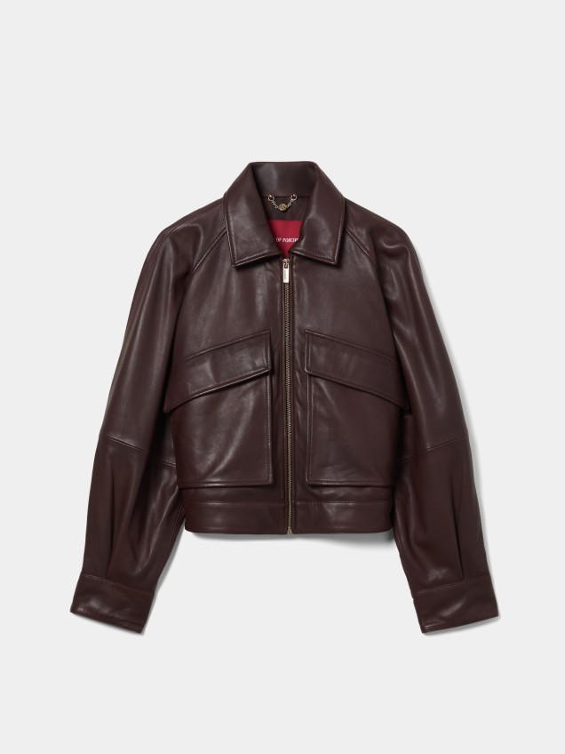 Leather jacket with pockets