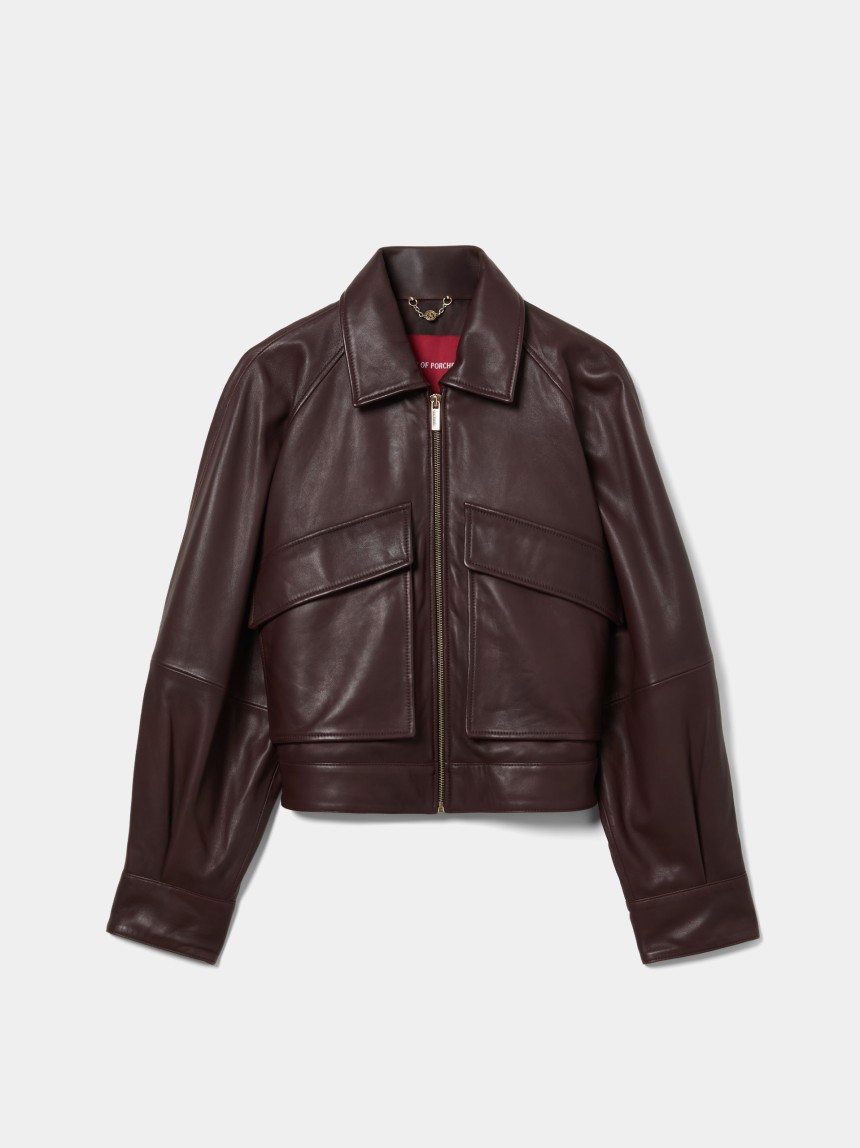 Leather jacket with pockets