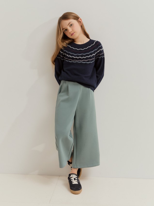 Wide leg knit pants