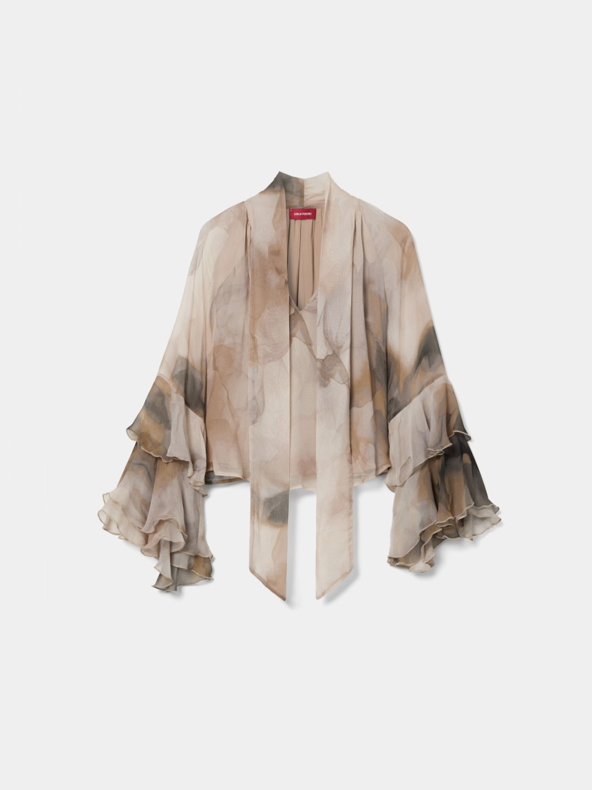 Printed blouse with bow