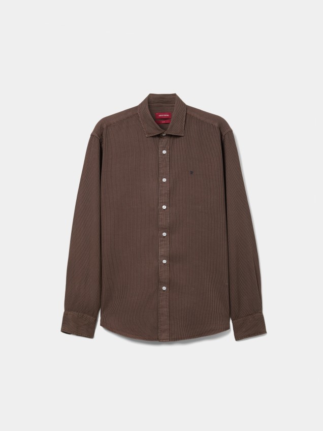 Camisa em liocel �s riscas