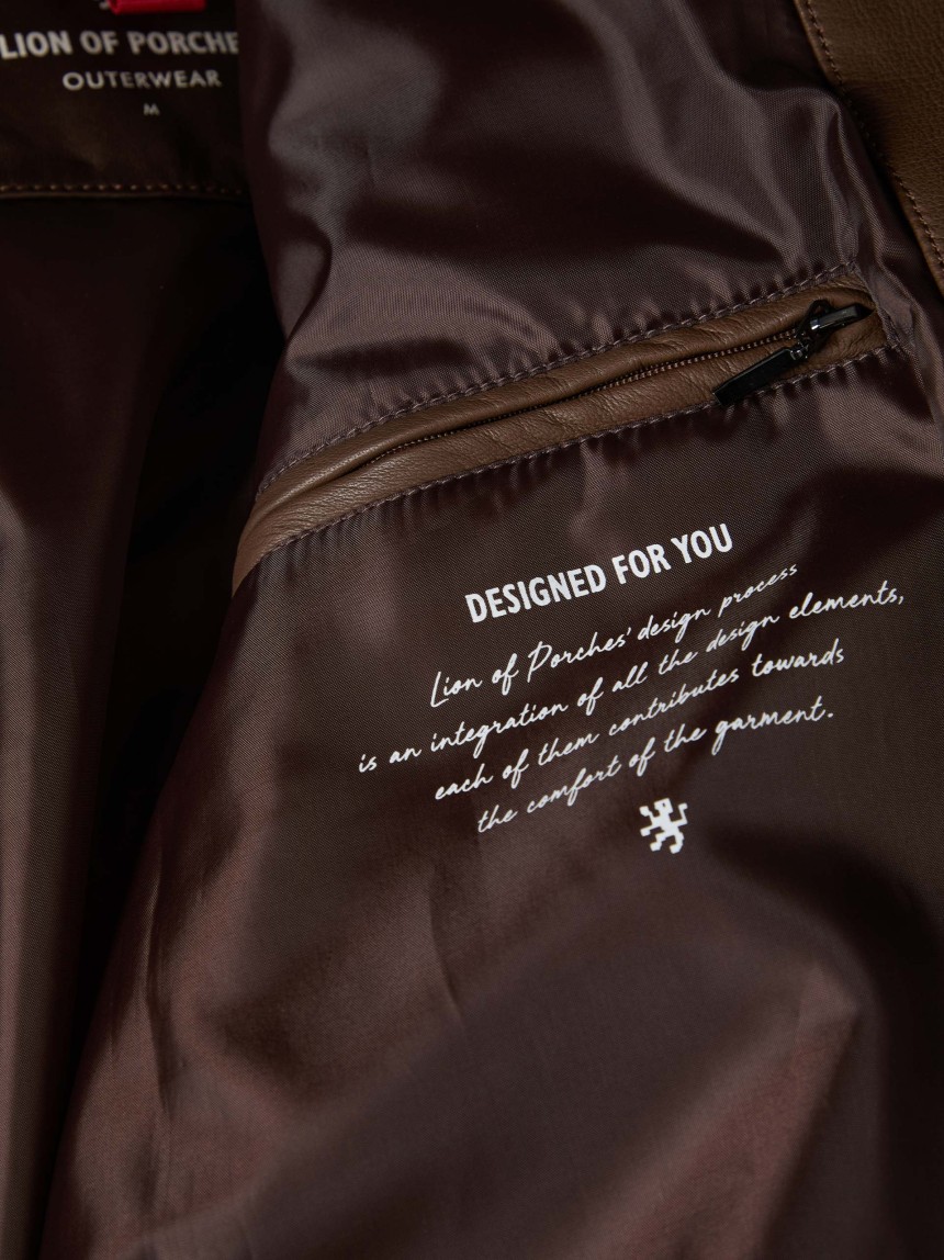 Leather aviator-style jacket