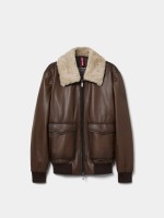 Leather aviator-style jacket