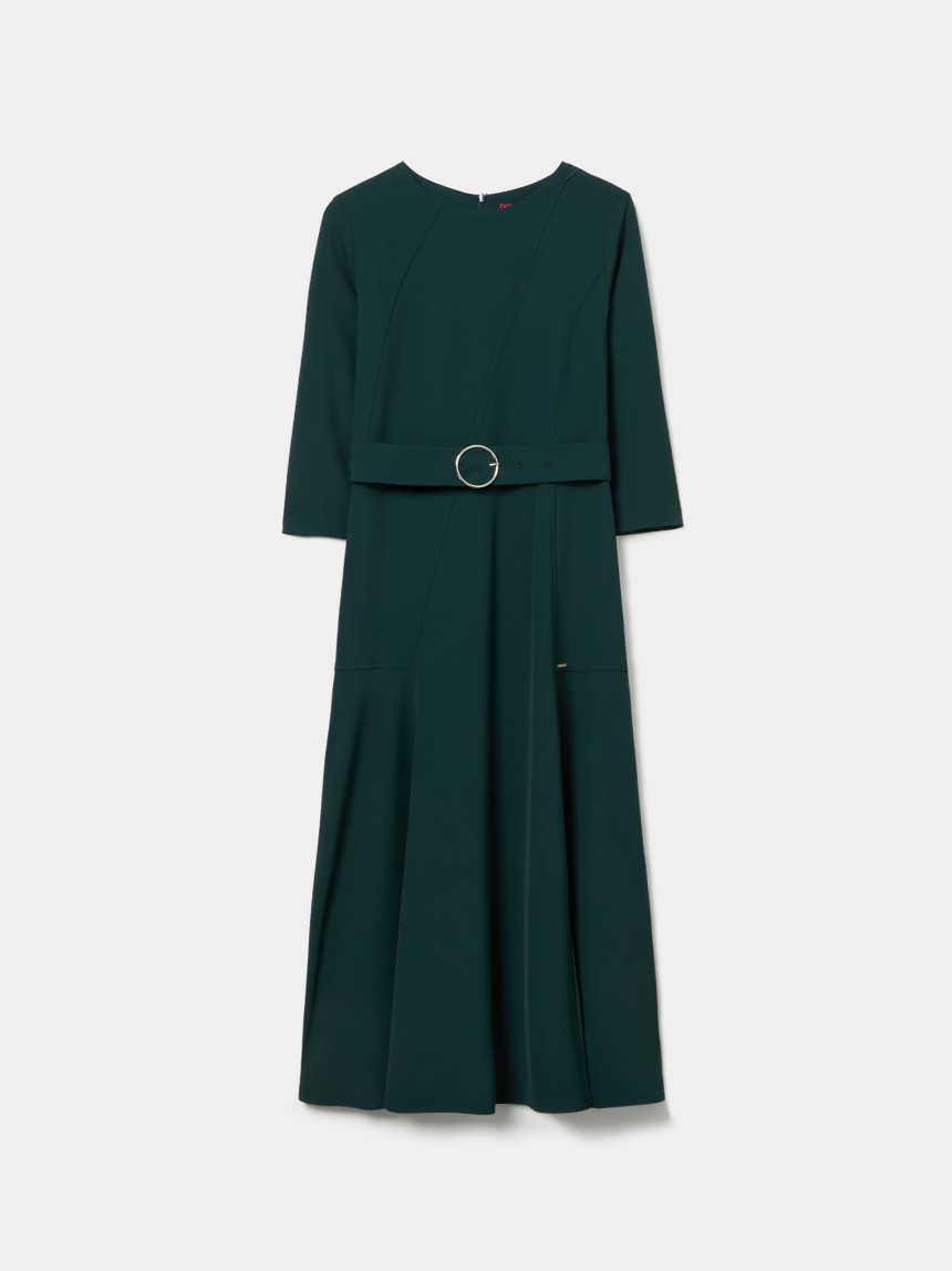 Vestido midi com cinto